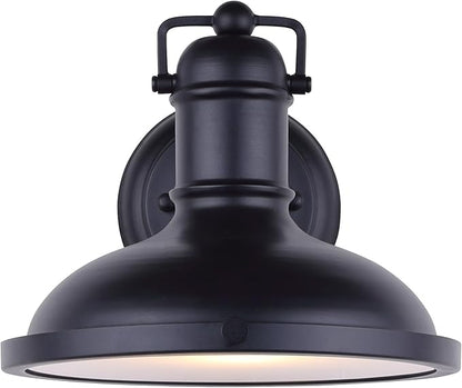 Canarm Marcella 1-Light Outdoor Wall Light Black Down Light with Frosted Glass Panel, Modern Farmhouse Lighting for Porch, Patio and Outdoor Entryway