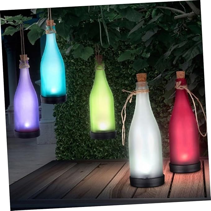 5 Pcs Solar Bottle Lights Led Plastic Waterproof Outdoor Garden Yard Patio Pathway Lights for Christmas Halloween Weddings Random