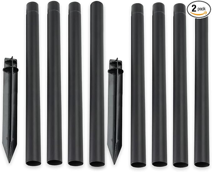 ZOOHAR Outdoor Light Pole Extension Kit - 55"/4.6FT Stainless Steel with ABS Stakes, for Enhancing Garden Lights and Torches, Garden, Patio, Parties, Wedding，1.2in Diameter (2 Sets, 10 pcs)
