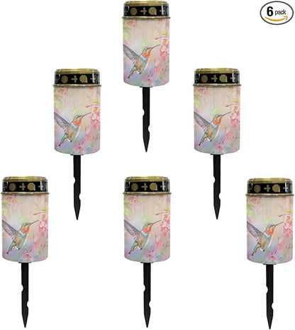 Hummingbirds Solar Pathway Lights Waterproof Solar Outdoor Lights,Solar Stake Lights Solar Lantern Solar Garden Lights, Wall Light Auto On/Off,Cherry Blossom