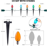Christmas Pathway Lights Outdoor, 25.7 Feet C9 Lights with 20 Multicolor Bulbs and Stakes, Connectable Outdoor | Lumora