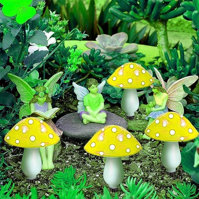 Generic Mushroom Solar Lights Outdoor, Waterproof Mushroom Landscape Lights 8 Lighting Modes Mushroom Garden Fairy Lights (Yellow, 12 Pack)