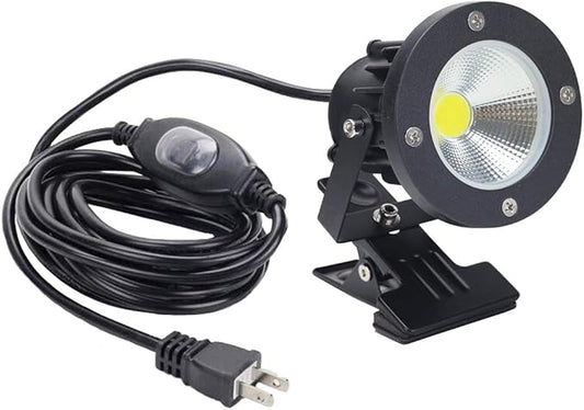 Kiven LED Outdoor Spotlight 5W Come with Clamp and 9.84 Ft Power Cord and Waterproof Switch, 400 Lumens,Daylight White,4000 Kelvin, 60 Deg Beam Angle, Landscape Spotlight, Not Dimmable