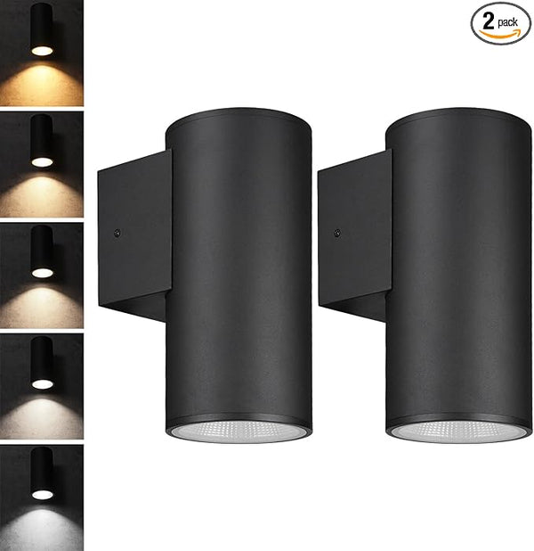 LEONLITE 12 Inch 5CCT Architectural Cylinder LED Down Light Outdoor, 100V-277V 15W Aluminum High-end Wall Sconce | Lumora