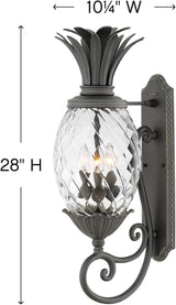 Hinkley Plantation Large Wall Mount Outdoor Lantern - Aluminum, Clear Optic Glass Shade, Pineapple Theme - Museum | Lumora