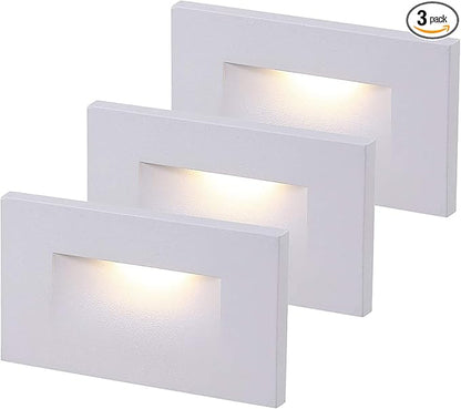 CLOUDY BAY 120V Dimmable LED Indoor Outdoor Step Light,3-Pack,3000K Warm White,Stair Light,White Finish