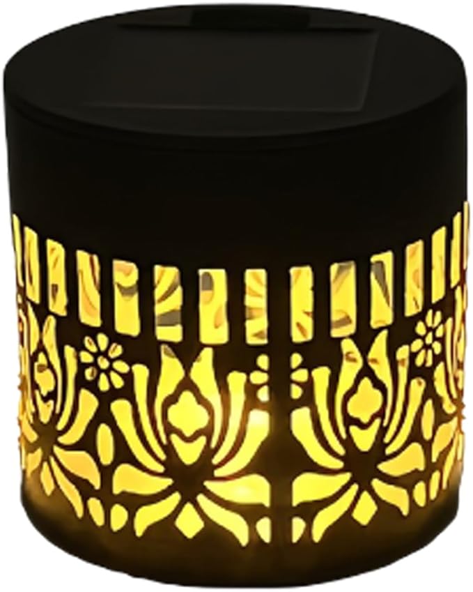 Solar Mandala Lights Outdoor Decorative - Waterproof Metal Mandala Solar Wall Lights, Artistic Fence & Step Lights for Garden, Patio, Backyard, Yard & Outdoor Home (4, Lotus-Colored Light)