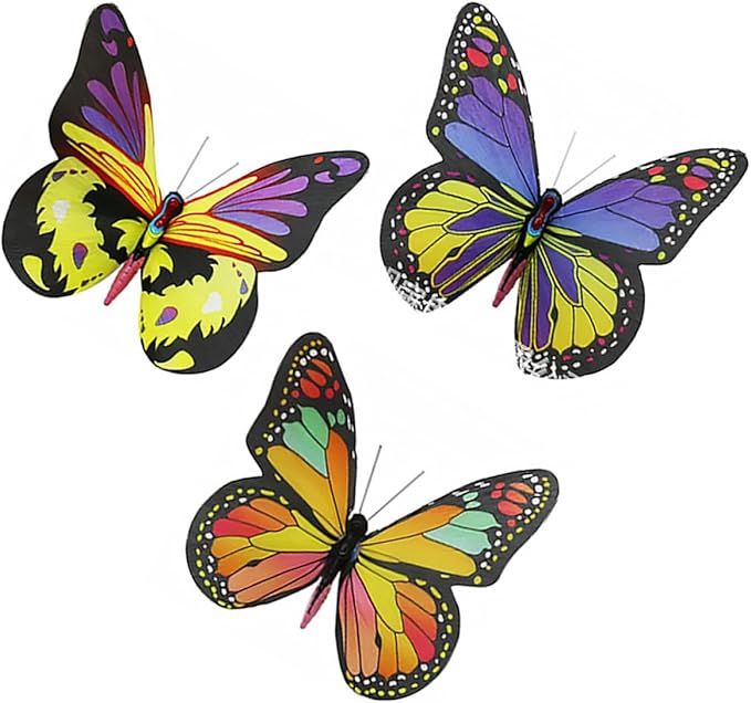 VICASKY 3pcs Solar Fiber Optic Color Changing Butterfly Garden Pathway Lights Outdoor Waterproof LED Lawn Solar Lamps for Yard and Patio Decor