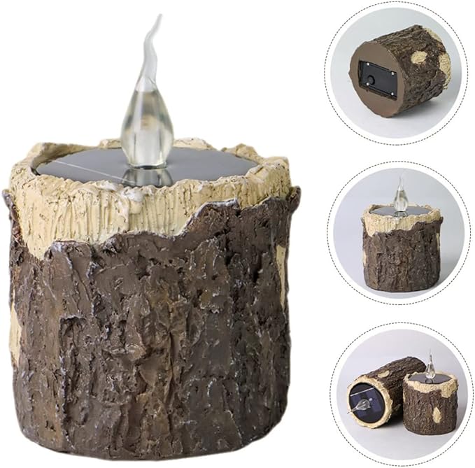 Sosoport Solar Garden Decorative Light Wood Grain Landscape Lighting Solar Powered Outdoor Led Lamp