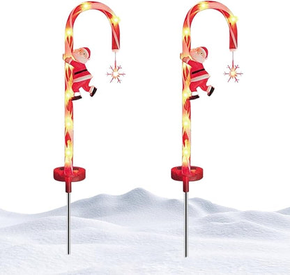 Christmas Outdoor Decorations, 2PCS 8LED Solar Candy Cane Lights, 28 Inch Waterproof Candy Cane Christmas Decorations for Garden Lawn Yard Pathway Patio, Christmas Outdoor Decorations