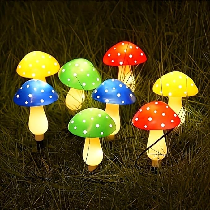Outdoor Garden Corridor Light, 1-to-8 Solar Mushroom Lights for Outdoor Decoration, Outdoor, 8-Mode Garden Path | Lumora