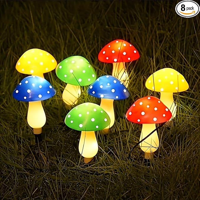 Outdoor Garden Corridor Light, 1-to-8 Solar Mushroom Lights for Outdoor Decoration, Outdoor, 8-Mode Garden Path | Lumora