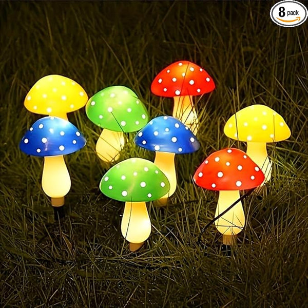 Outdoor Garden Corridor Light, 1-to-8 Solar Mushroom Lights for Outdoor Decoration, Outdoor, 8-Mode Garden Path | Lumora