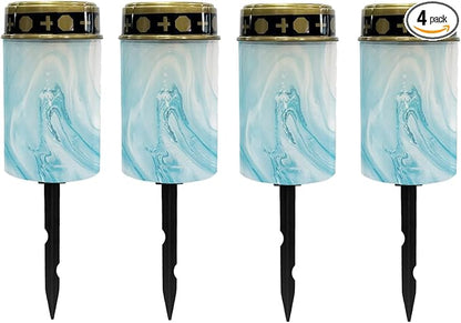 Blue Marble Solar Stake Lights Outdoor Garden Lights Pathway Lights Waterproof Landscape Lighting for Yard Patio Driveway Walkway Pretty Spotlights,Warm White
