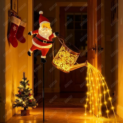 Christmas Santa Solar Kettle Lights Garden Lawn Decorative Lights, Santa Kettle Ground Lamp Solar LED Night Light Outdoor Garden Decor for Pathway Yard Patio(3PCS Warm Light)