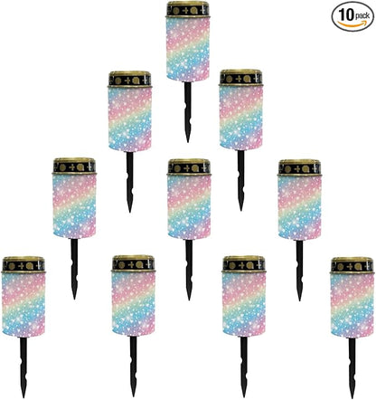 Rainbow Solar Lantern Outdoor Waterproof Solar Pathway Lights Garden Decoration for Yard Walkway Patio Path Solar Lights Fairy Lights Landscape Lighting Outdoor Table Lamp