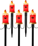Set of 5 Christmas Candle Pathway Lights, Classic Red Outdoor Christmas Decorations for Yard, Weatherproof C7 LED | Lumora