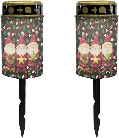 Three Santa Claus Solar Lights for Garden Portable Outdoor Solar Lights Yard Walkway Solar Garden Lights Pathway Solar Lights Outside Solar Light for Merry Christmas