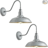 10in. Dome Outdoor Gooseneck Barn Light, 2 Pack Galvanized Steel Exterior Gooseneck Lighting Fixture with Wall | Lumora