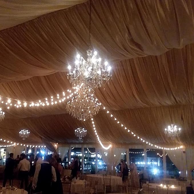 G50 Patio String Lights with 25 Frosted White Globe Bulbs – Wedding Outdoor String Lights – Market Bistro Café Hanging String Lights – Patio Garden Umbrella Globe Lights - White Wire - 25 Feet