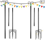 Goplus String Light Pole for Outside, 2 Pack 10ft Outdoor Metal Poles with Hooks for Hanging String Lights, Heavy | Lumora