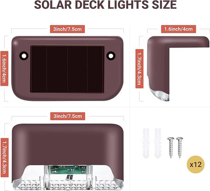 Outus LED Solar Deck Lights Waterproof LED Solar Step Lights Powered Stair Lights for Outdoor Fence Yard Patio Walkway and Pathway