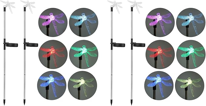 Zerodis 4 Pcs Stake Light, Solar Pathway Lights Outdoor Solar Lights Outside Super Bright Up Solar for Yard Landscape Walkway Decoration
