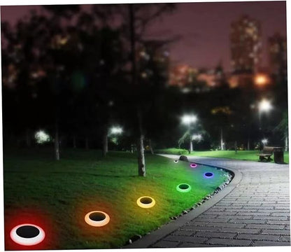 Mikikit 2pcs RGB Colorful Solar Ground Plug Lights Outdoor Solar Pathway Lamp for Garden Lawn and Decor Easy Installation Modes Durable Landscape Lighting