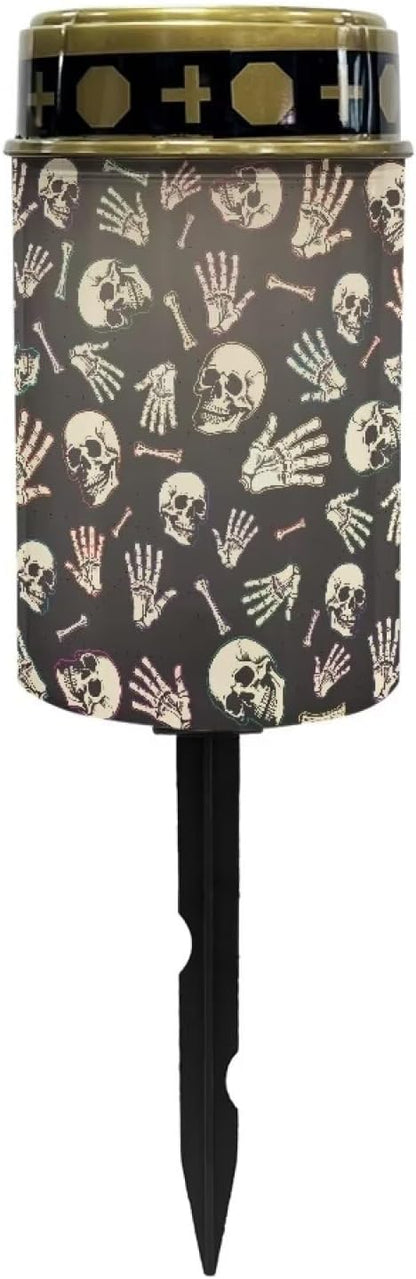 ZOUTAIRONG Skull Solar Light for Cemetery Grave 2 Pack Solar Garden Lights 2 Pack Solar Garden Lights Outdoor Solar Pathway Lights Outdoor Cemetery Solar Lights for Grave Solar Lights