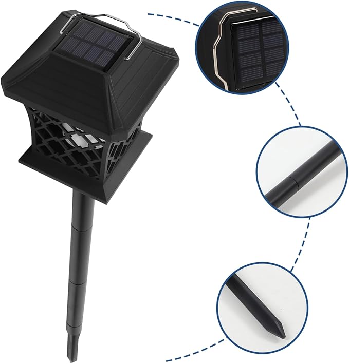 DOITOOL 2pcs Solar Powered Outdoor Garden Lights Ground Solar Pathway Lamps for Patio Deck Fence Lawn Decorations