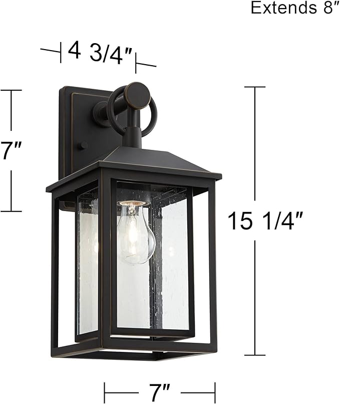 John Timberland Califa Mission Modern Outdoor Wall Light Fixture Brown Bronze Metal 15 1/4" Textured Clear Glass | Lumora