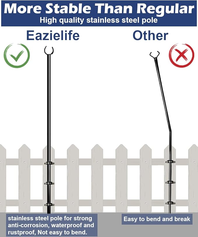 10FT String Light Pole for Outdoor, Heavy Duty Metal Lighting Stand Pole for Deck Fence Railing Backyard Patio | Lumora