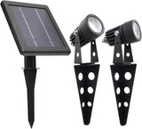 Mini 50X Twin Solar-Powered Flag Pole Light Cast Aluminium Cool White LED Spotlight 60-100 Lumen Per Light Fixture | Lumora