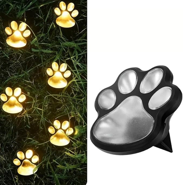 Solar Outdoor Lawn Lamp - IP55 Waterproof, Cute Paw Print Design, White/Warm Tone, No Assembly Required, Ready to | Lumora