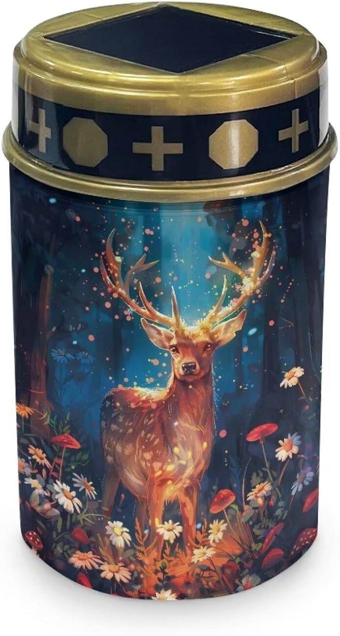 Deer Solar Lights for Outside Floral Grave Lights for Cemetery Solar Landscape Lighting Grave Decorations for Cemetery Mom