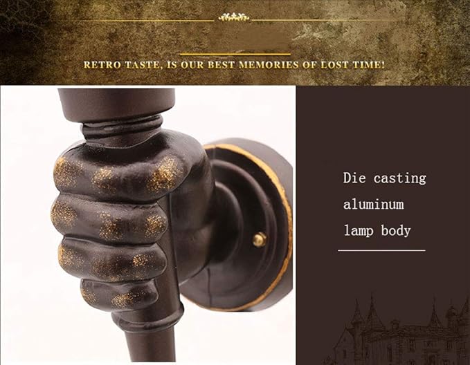 Creative Torch Hand Light Restaurant Cafe Bar Plug in/Wall Mount Wall Fitting Bracket Light Wall Lamp Porch Aisle Stair Bedroom Living Room Outdoor Garden Light Wall Lamp Sconce