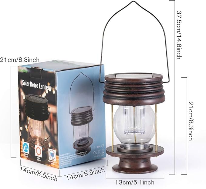 pearlstar Solar Lanterns Outdoor Waterproof 8.3” Solar Lights Outdoor Decorative Bright Outside Solar Table Lamp,30 Lumen, 2 Pack, for Garden Patio Yard Backyard Pathway Porch Driveway, (Warm White)