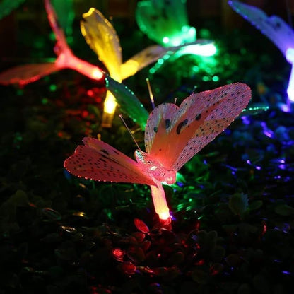 Butterfly Solar String Lights Outdoor, Waterproof 12 LED Solar Fairy Lights for Garden Patio Christmas Yard Party Camping Decor