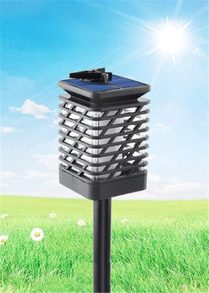 Ulalaza 1Pc Solar Outdoor Lights 12 LED Flickering Flames Torch Light Waterproof Landscape Ligh Auto On/Off Path Lights