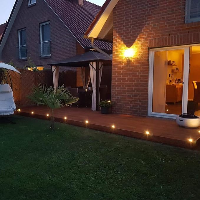 FVTLED Low Voltage Deck Lights Kit, 10 Pack of Φ1.77 Recessed LED Deck Lighting, Waterproof Outdoor Stair Lights In Ground Light for Garden,Yard,Patio,Step(Warm White)
