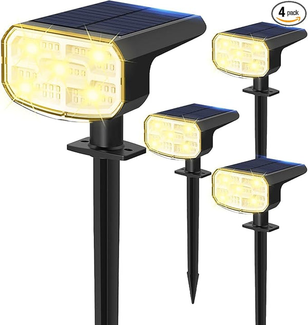 DAMINY Solar Spotlights Waterproof IP65,Auto On/Off,3000K 2 Lighting Modes Solar - Outdoor Security Flood Light | Lumora