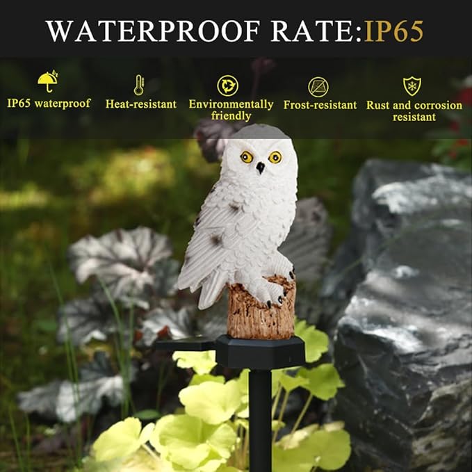 Solar Lights Outdoor, Decorative Animal & Flower Shaped Landscape Lights with Warm/Colorful LED, Auto On/Off Waterproof Solar Powered Decor for Yard Lawn Patio Gift Idea (Warm-Owl-1Pack)
