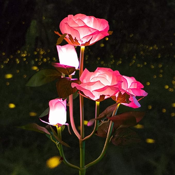 Outdoor Solar Garden Stake Lights, Outdoor Decorative Rose Flowers Lights Waterproof Solar Powered for Patio, Lawn, Garden, Yard Decoration