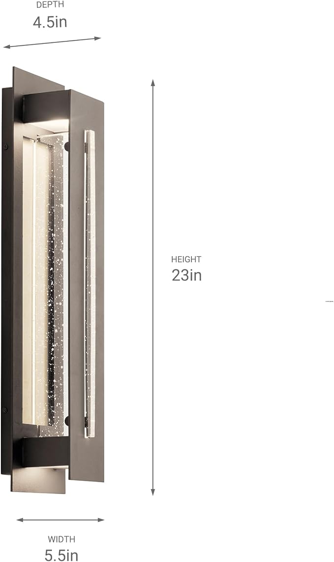 Kichler River Path 23" LED Outdoor Wall Light in Olde Bronze®, 1-Light Contemporary Exterior Wall Sconce with Clear | Lumora