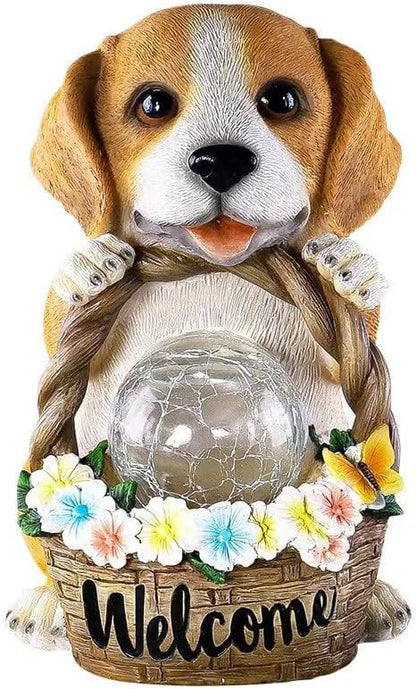 Solar Outdoor Lights, Puppy Statue Garden Lights, Resin Decorative Lights for Yard, Pathways, Landscape Lighting, Solar Spot Lights Outdoor, Solar Security Lights, Garden Statues, Cute Stuff