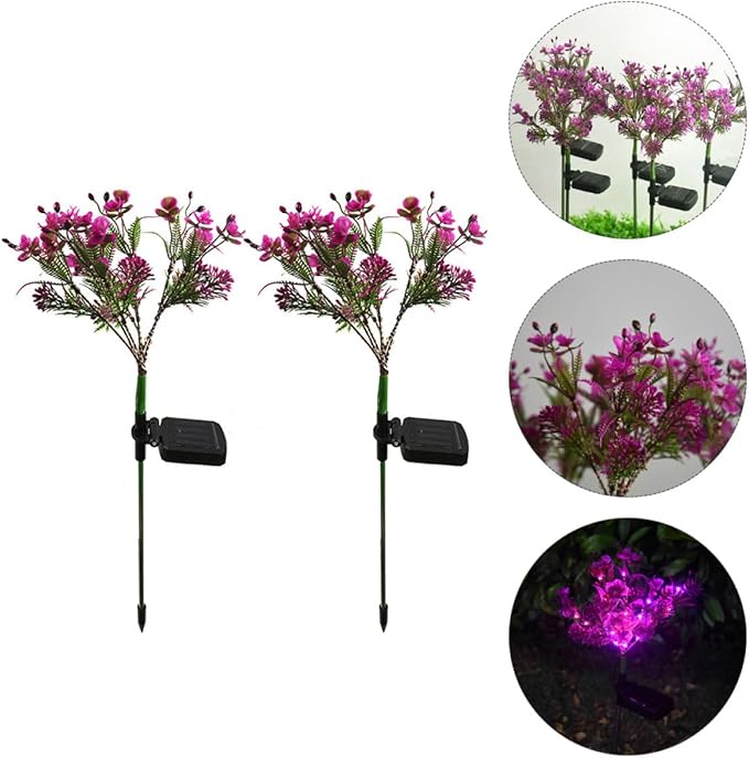 2 Pcs Solar Garden Lights Outdoor Decorative Butterfly Orchid Stake Lamps Waterproof LED Lawn Path Lighting for Patio and Yard