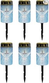 Poceacles Cross Outdoor Solar Lights - Waterproof Grave Stake Lights - Solar Powered Lanterns - Blue Dove of Peace | Lumora