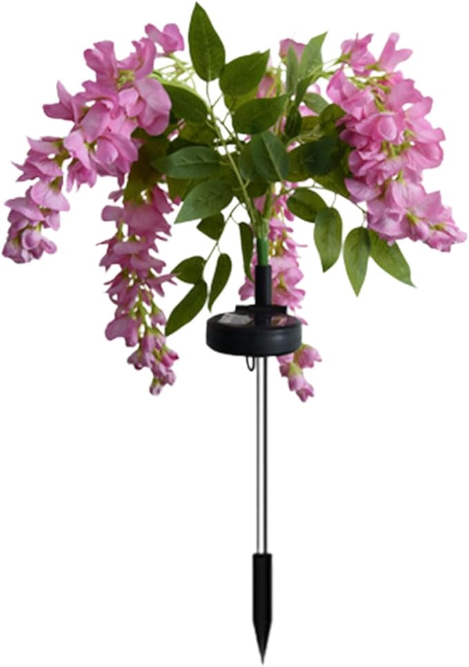 Solar Garden Lights Outdoor Waterproof Decorative Solar Lights Outdoor 1 Pack with Wisteria Flower Garden Decor Yard Patio Lawn, Gifts for Mother's Day Mom Women (Pink)