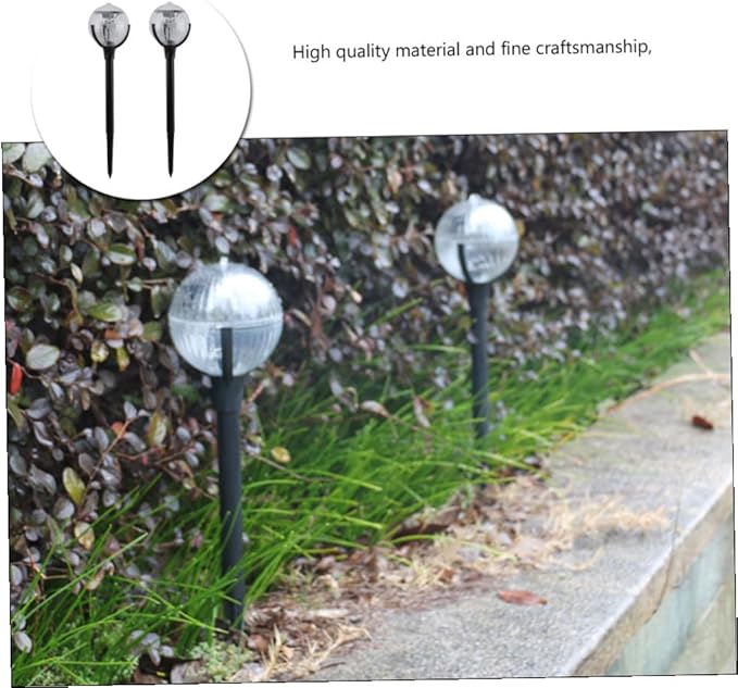 Toyvian Solar Powered Plastic Lawn Lights 2pcs Color Changing Outdoor Garden Pathway Lamps for Patio Yard Landscape Lighting