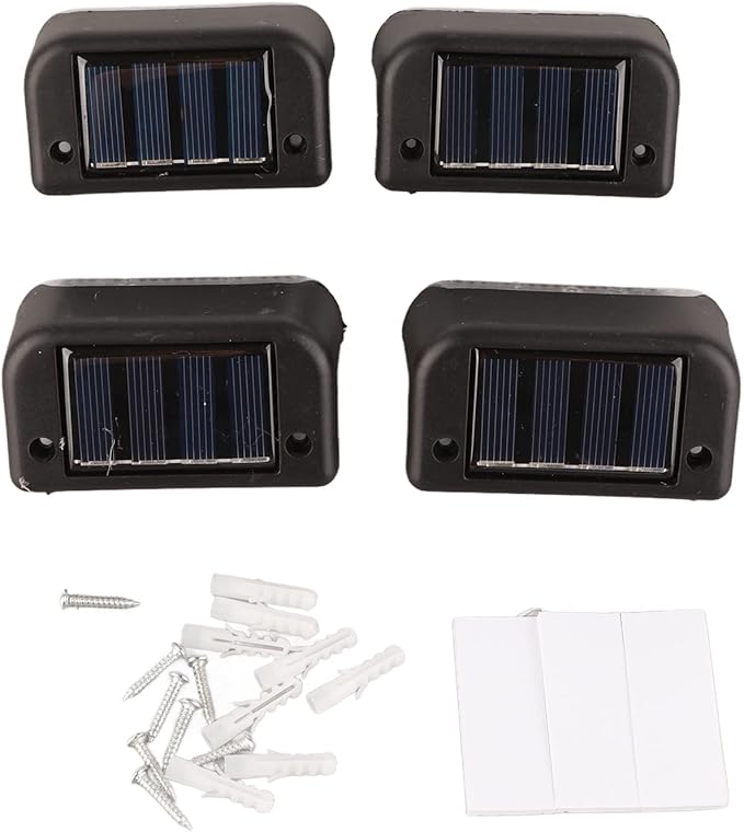 Topyond 4 Pcs Outdoor Lights for Patio Solar Step Light White Lighting Waterproof High Strength Solar LED Deck Light Outdoor Stair Lamp